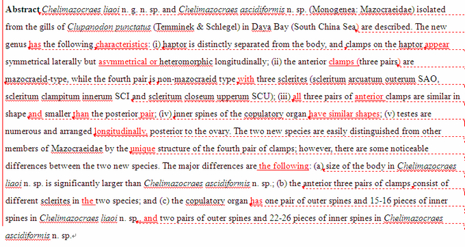 SCI论文英语润色Systematic Parasitology（ IF 1.260）发表案例