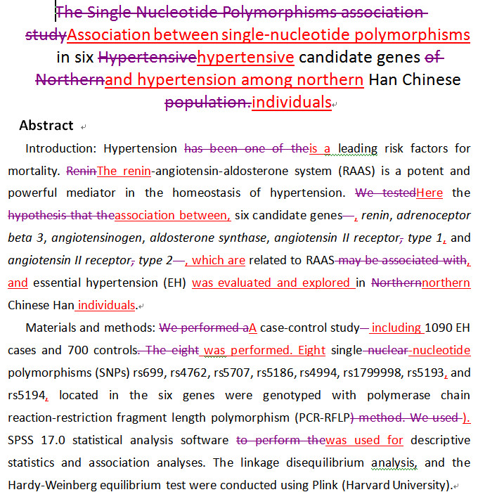SCI论文英语润色Hypertension Research( IF 2.936)发表案例